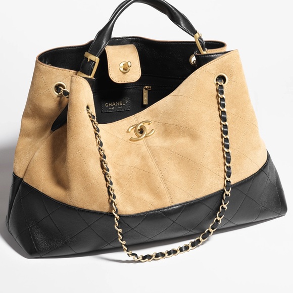 Chanel Two-Tone Black and Tan Tote - Picture 1 of 3